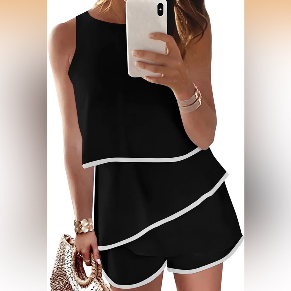 Elegant Black Layered Romper
